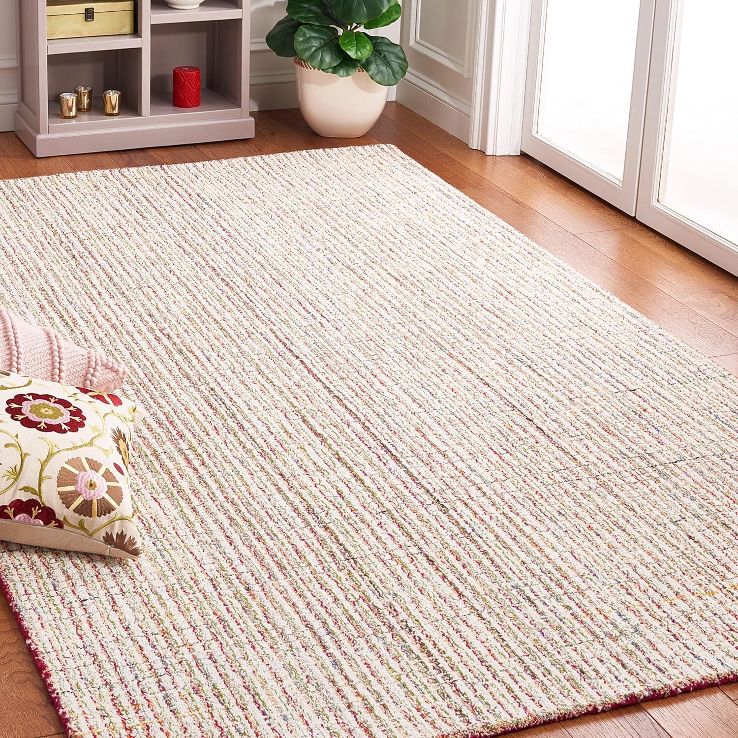 Abstract ABT481 Handmade Indoor Area Rug - Red/Green - 8'x10' - Safavieh
