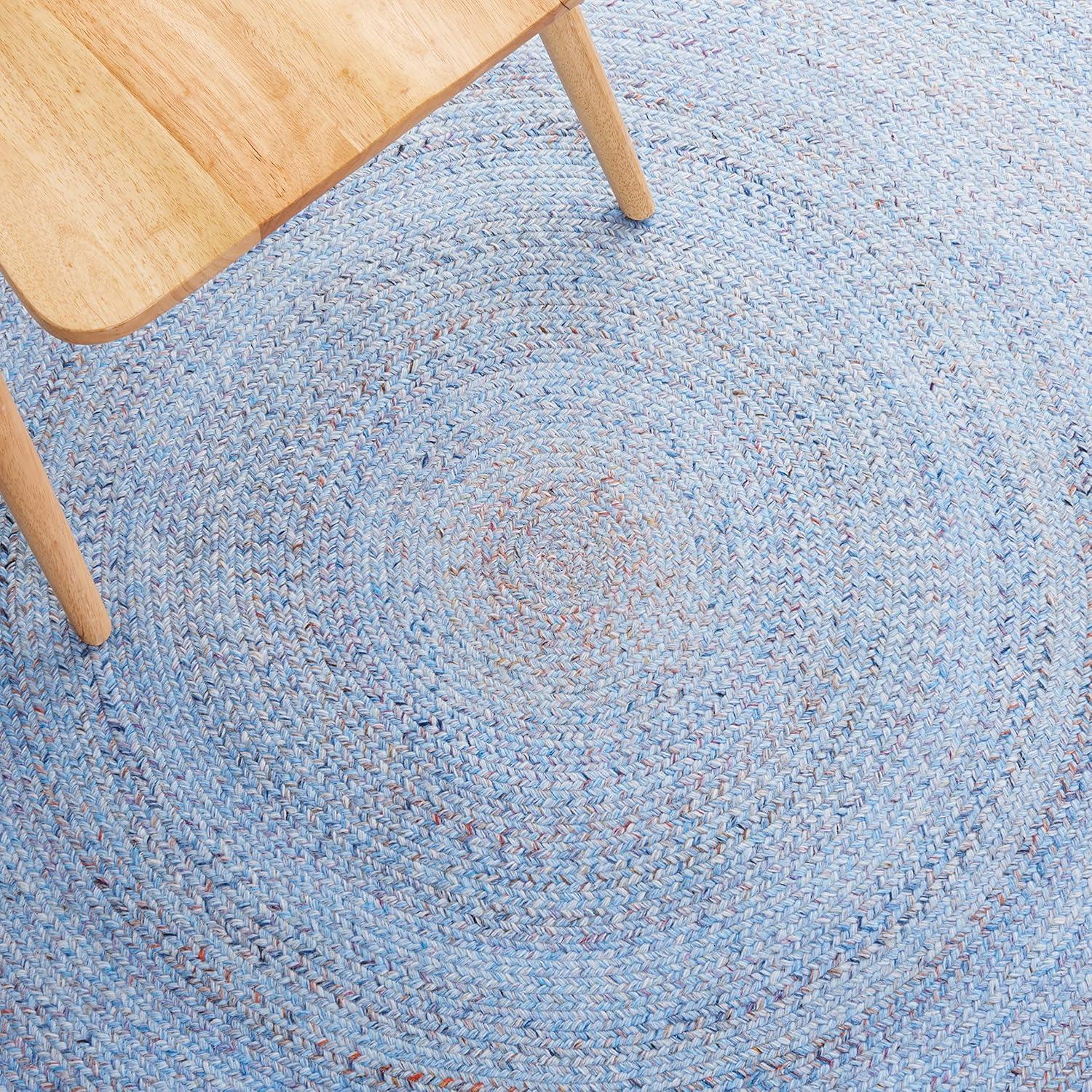 Braided BRD804 Hand Woven Area Rug - Light Blue/Red - 3' round - Safavieh.
