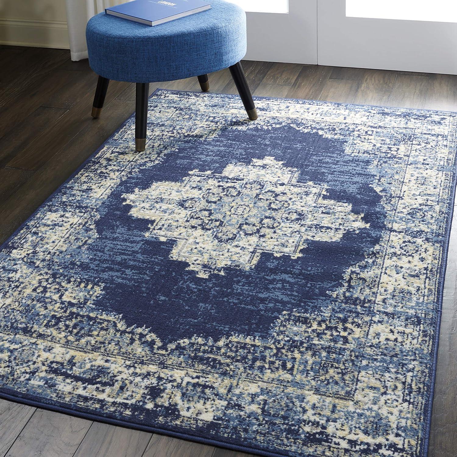 Charlton Home® Golter Grafix 5'3" X 7'3" Navy Blue Vintage Indoor Rug