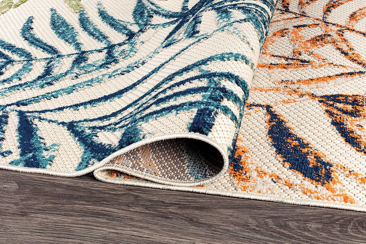World Rug Gallery Bahama Palm Frond Floral Indoor/Outdoor Area Rug - Multi 5' x 7'