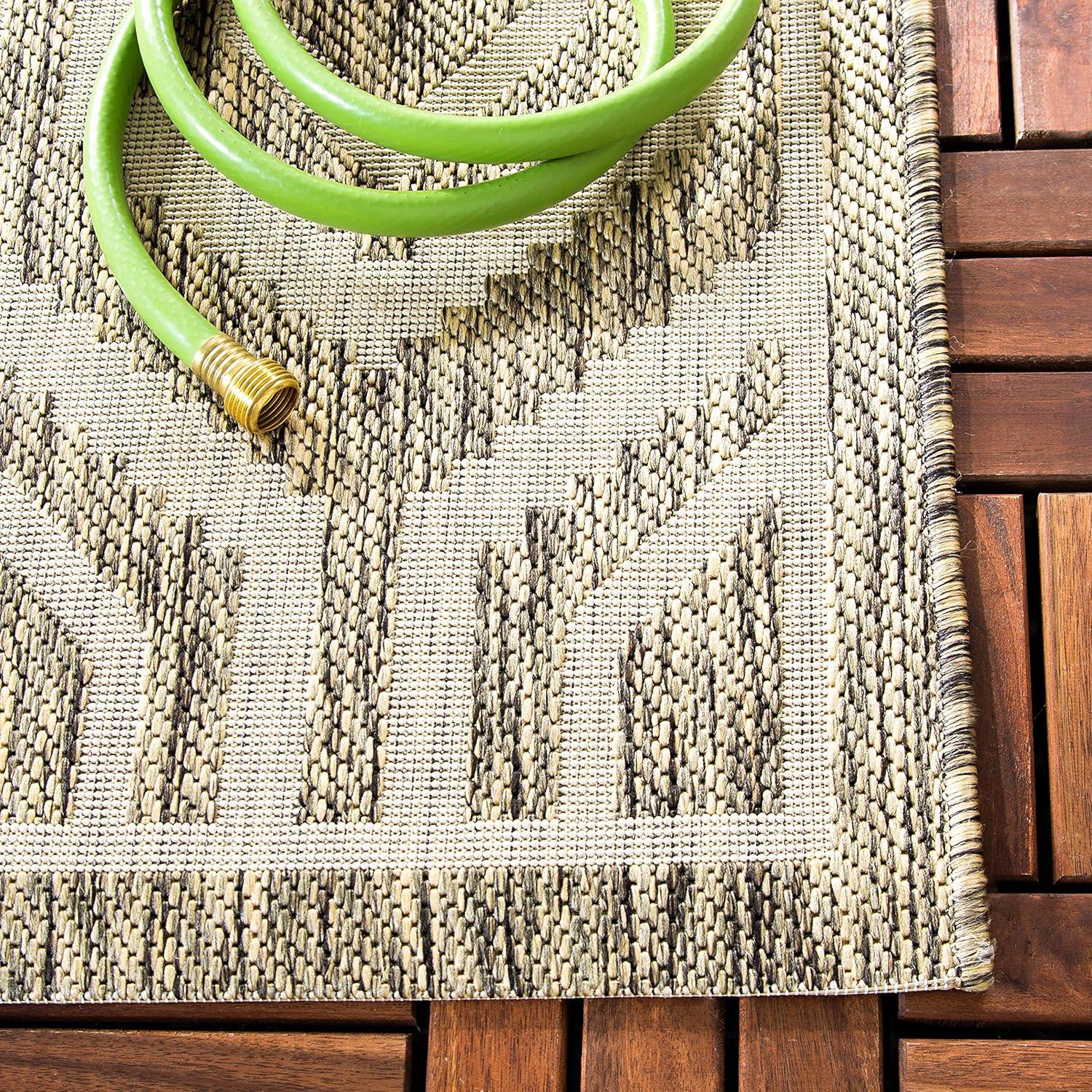 Courtyard CY6902 Power Loomed Indoor and Outdoor Area Rug - Brown/Bone - 6'7"x9'6" - Safavieh