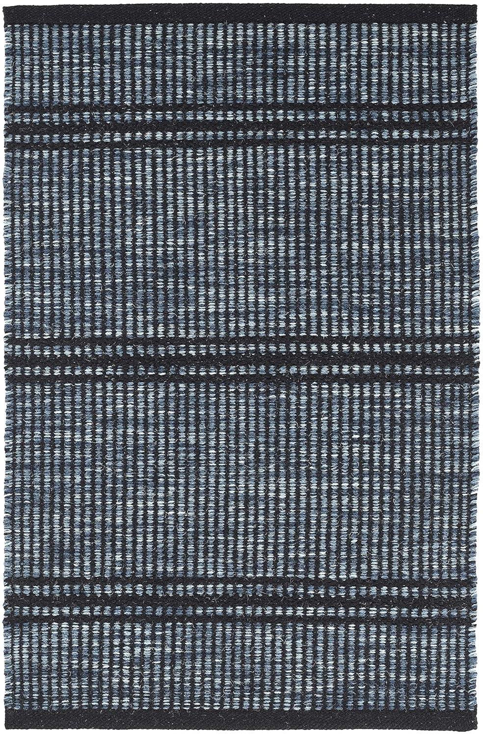 Malta Striped Handmade Handwoven Navy/Black Area Rug