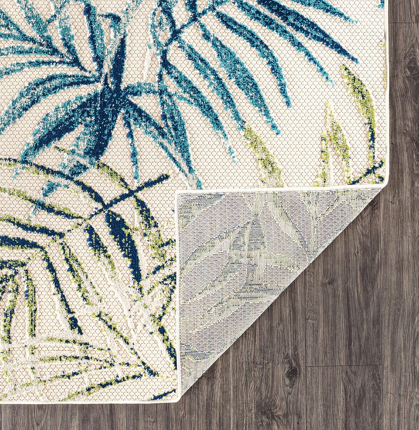 World Rug Gallery Bahama Palm Frond Floral Indoor/Outdoor Area Rug - Multi 5' x 7'