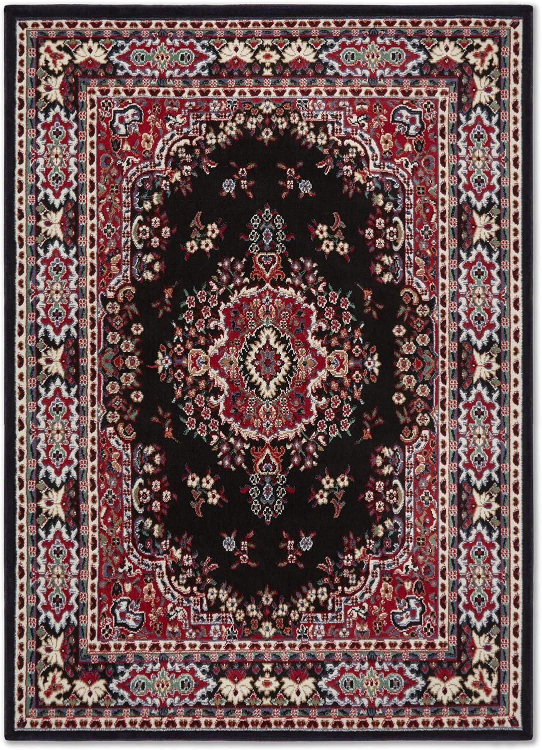 Home Dynamix Premium Sakarya Traditional Medallion Area Rug, Black/Red, 5'2"x7'4"
