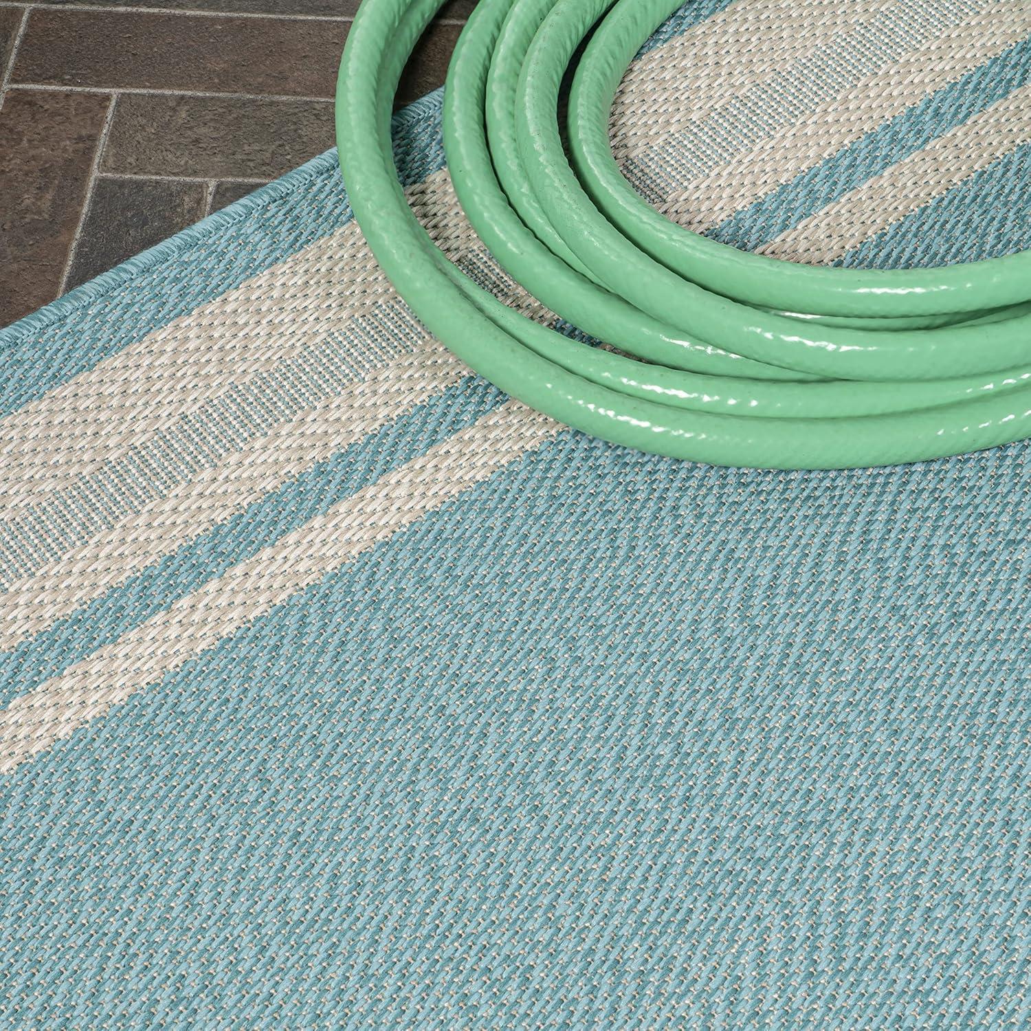 James Modern Border Stripe Indoor/Outdoor Area Rug - JONATHAN Y