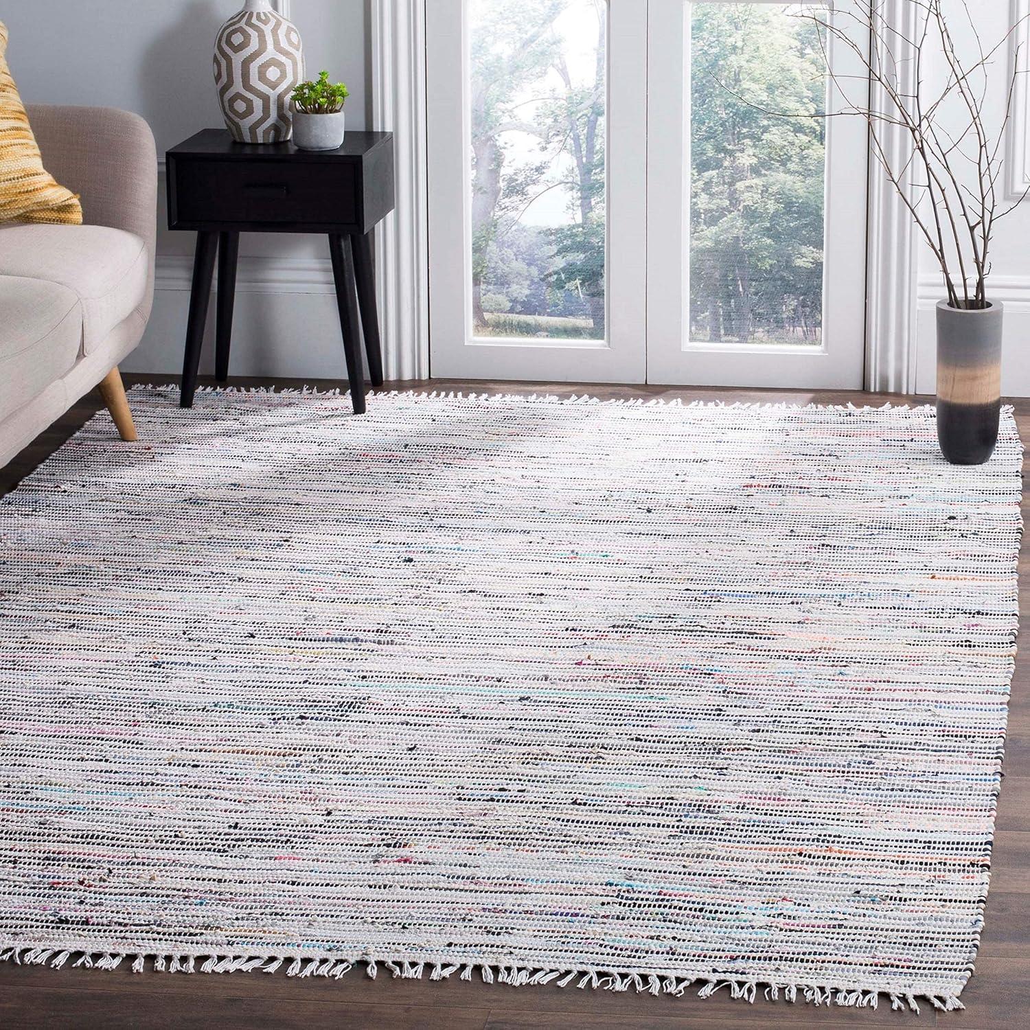 Rag Rug RAR125 Hand Woven Indoor Accent Rug - Light Blue/Multi - 2'x3' - Safavieh.