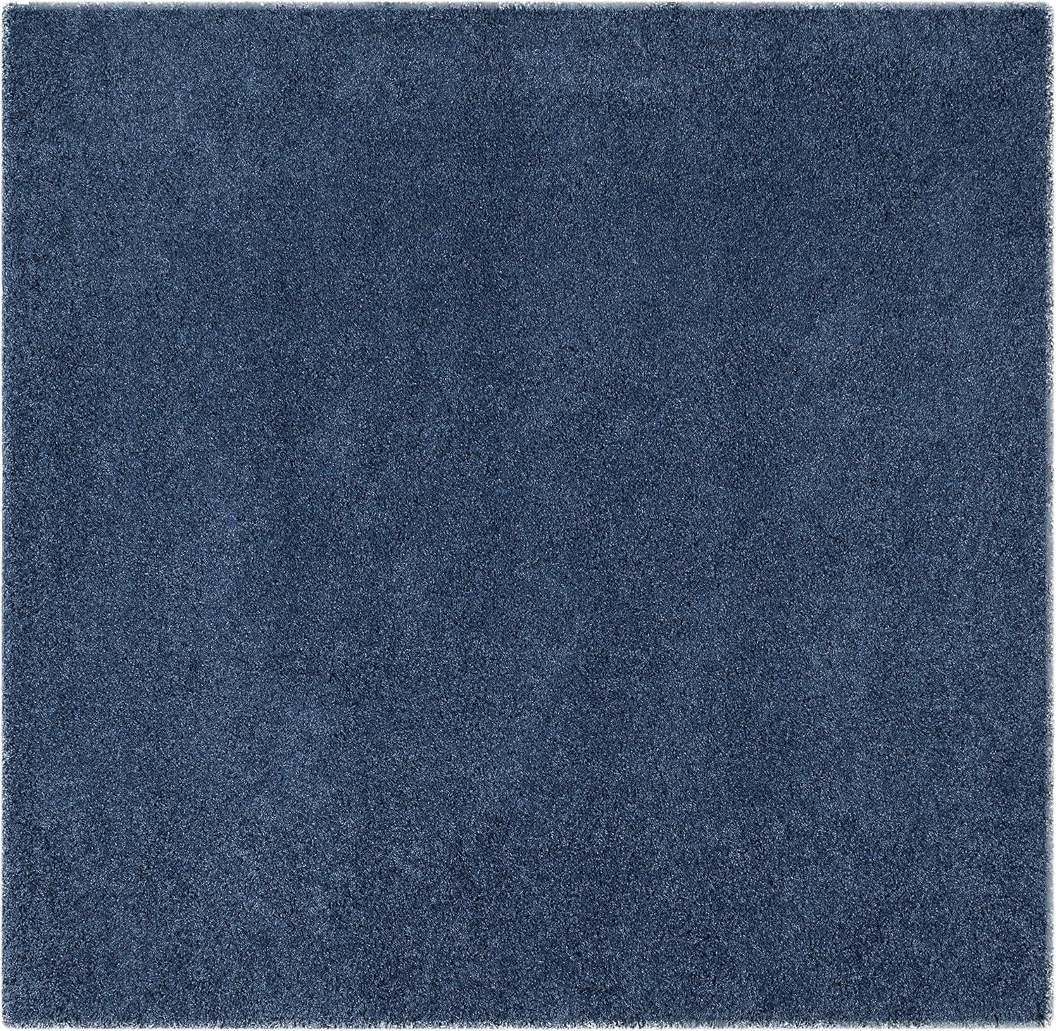 SAFAVIEH Laguna Neven Plush Solid Shag Area Rug, Blue, 6'7" x 6'7" Square