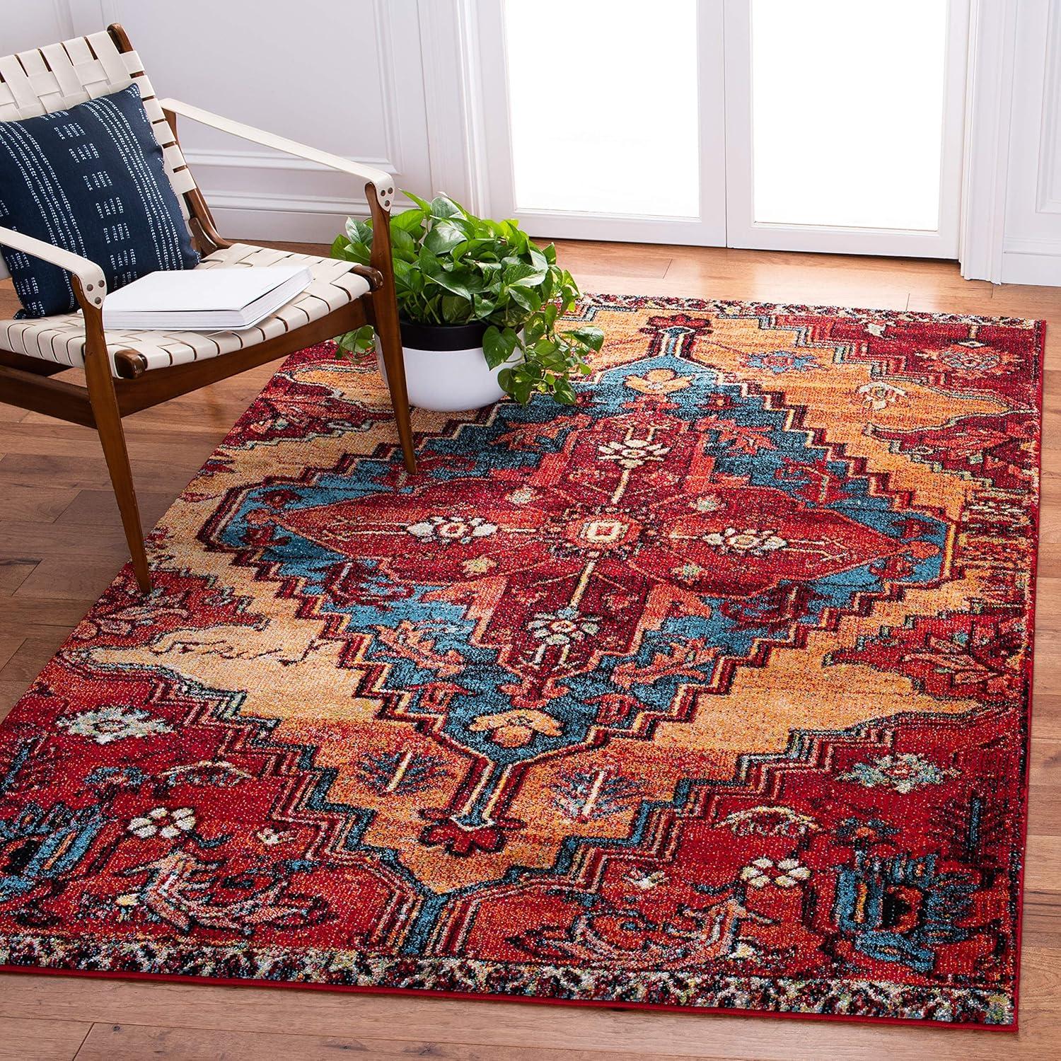 Vintage Hamadan VTH248 Power Loomed Indoor Area Rug - Red/Blue - 5'3"x7'6" - Safavieh