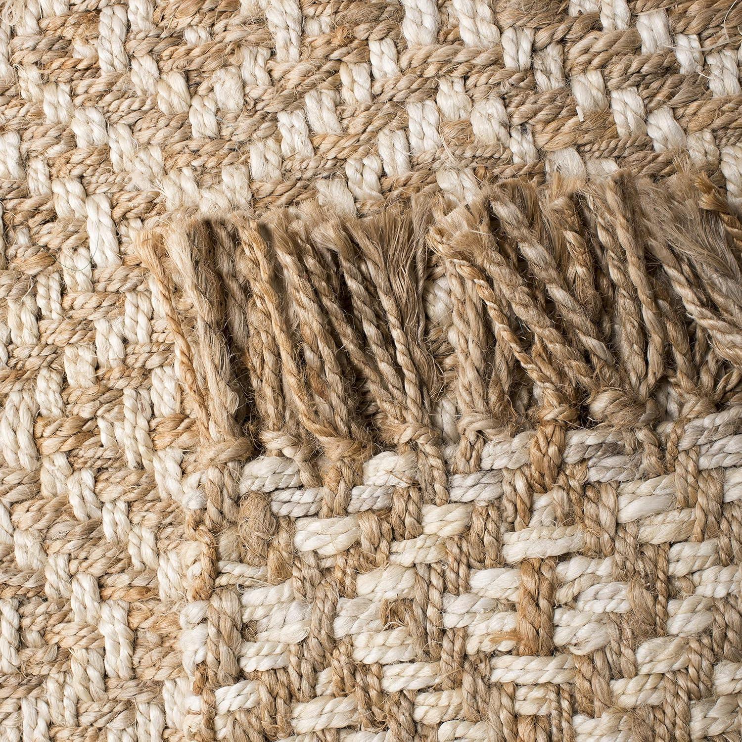 Safavieh Natural Fiber Davie 6 x 6 (ft) Jute Ivory/Natural Square Indoor Geometric Coastal Area rug
