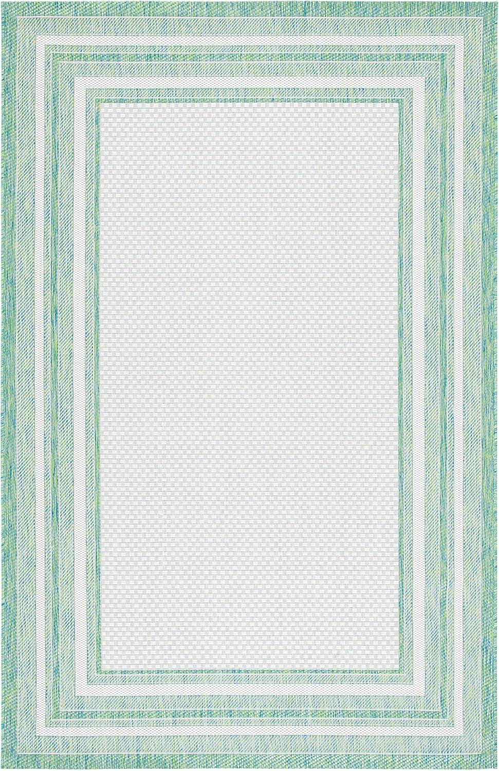 Courtyard CY8475 Power Loomed Indoor and Outdoor Area Rug - Ivory/Green - 5'3"x7'7" - Safavieh