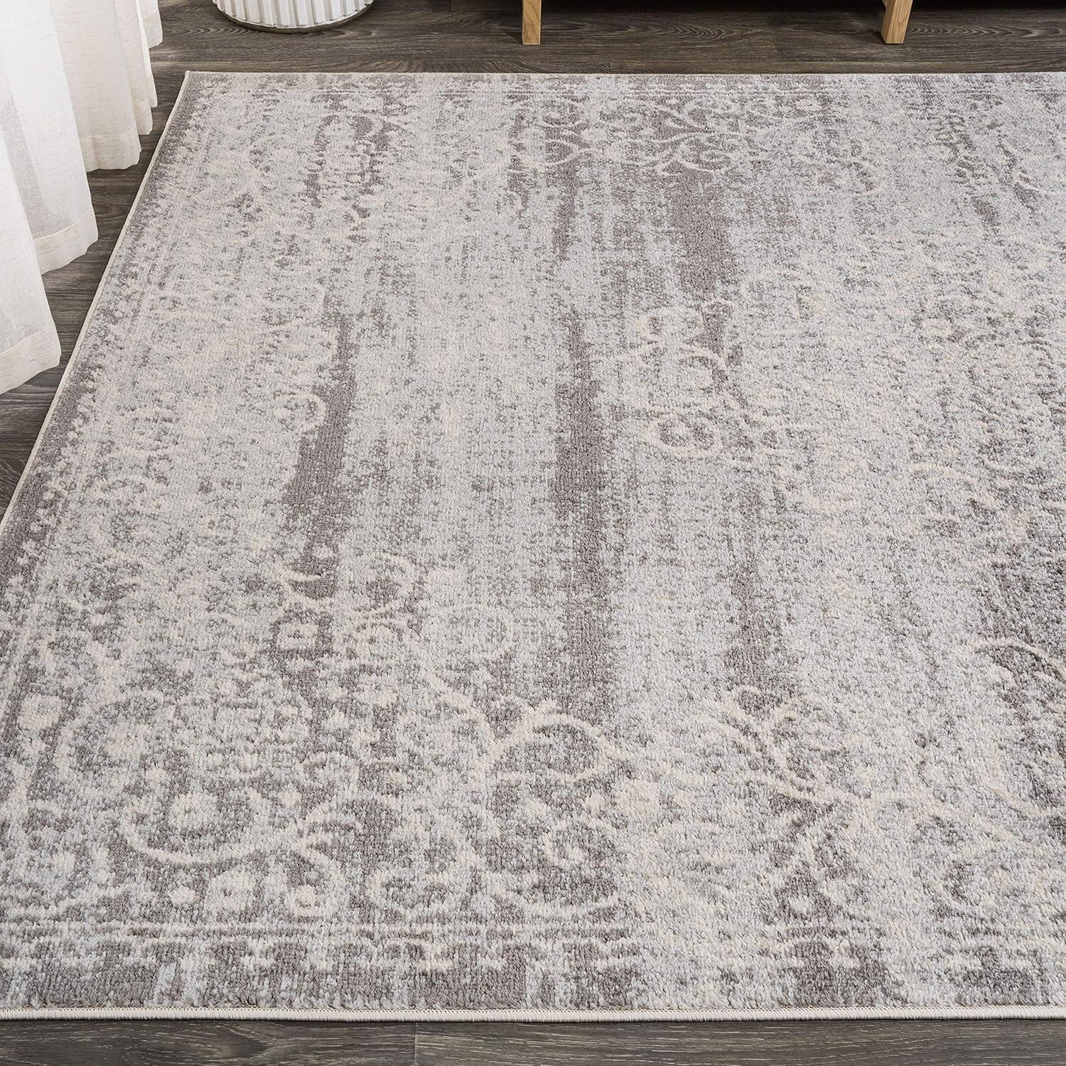 4'x6' Minori Filigree Medallion Area Rug, Light Gray/Cream - JONATHAN Y