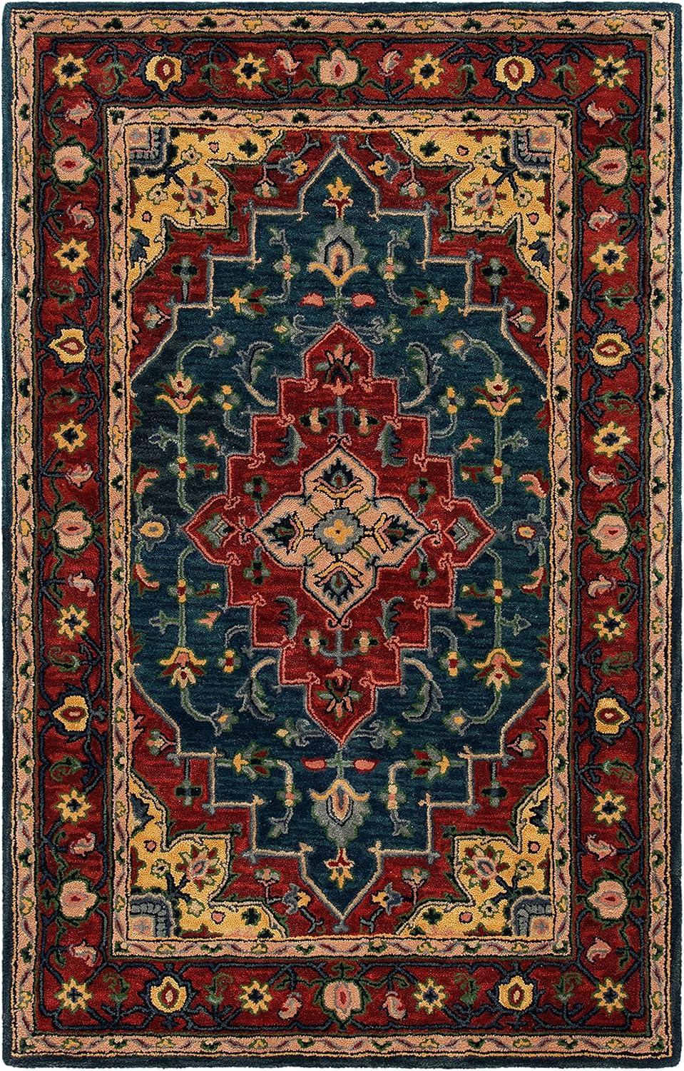 Heritage HG923 Hand Tufted Area Rug - Blue/Red - 6'x6' - Safavieh.