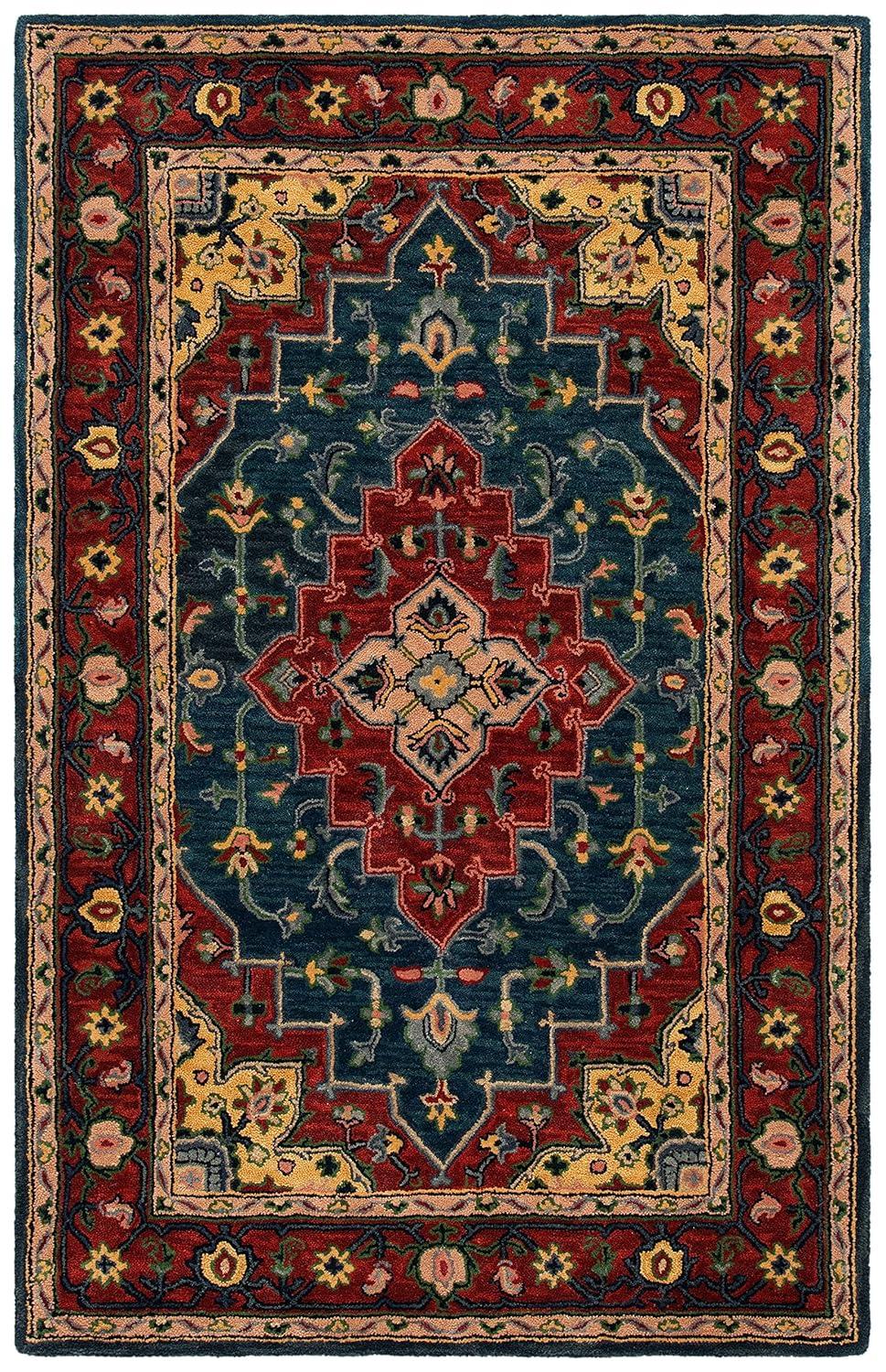 Heritage HG923 Hand Tufted Area Rug - Blue/Red - 6'x6' - Safavieh.