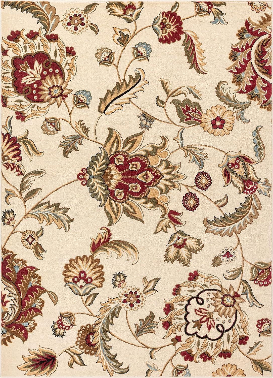 Well Woven Barclay Ashley Oriental Modern Floral Ivory 3'11" x 5'3" Area Rug