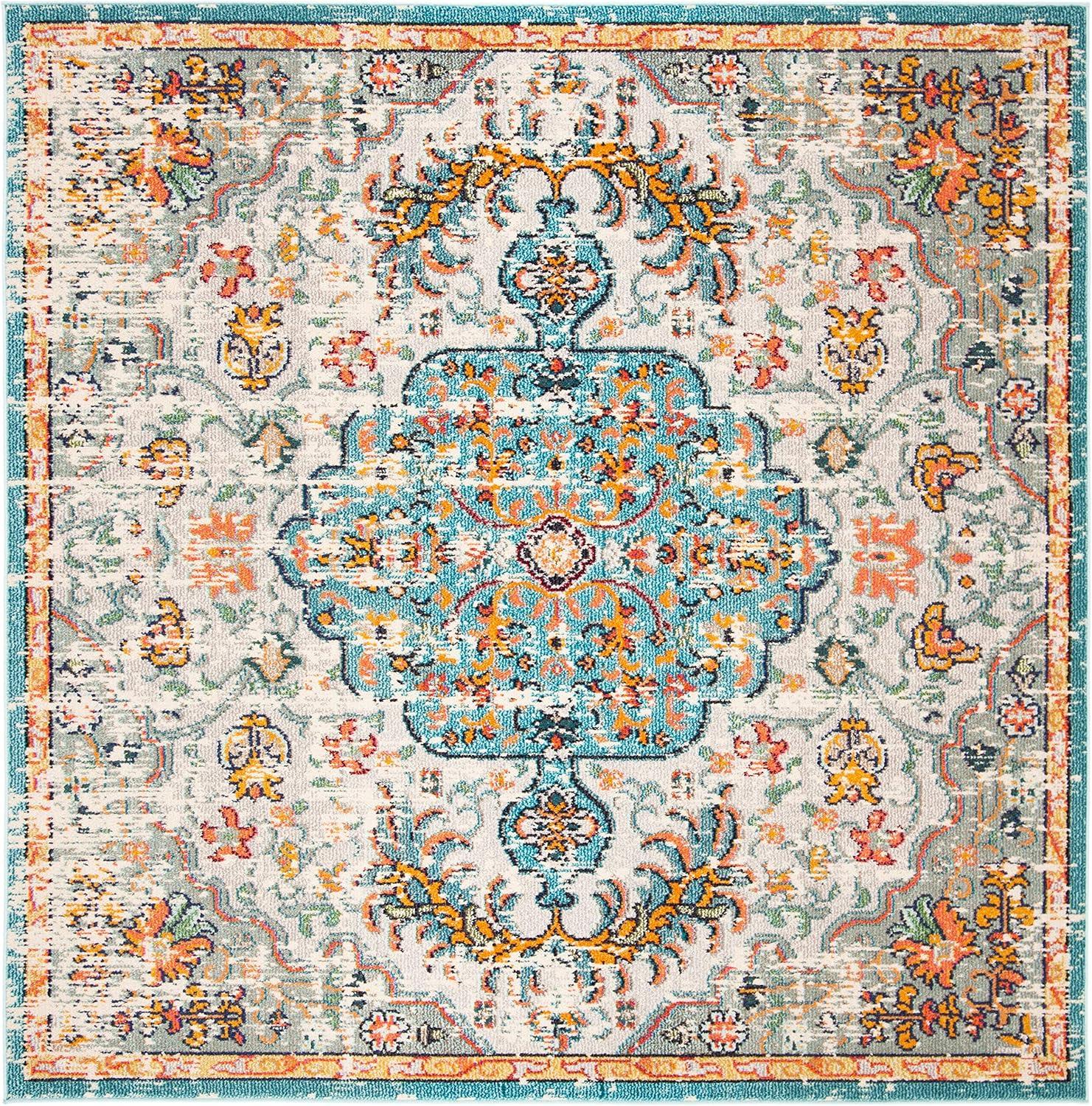 Madison MAD447 Power Loomed Indoor Area Rug - Grey/Light Blue - 8'x8' - Safavieh