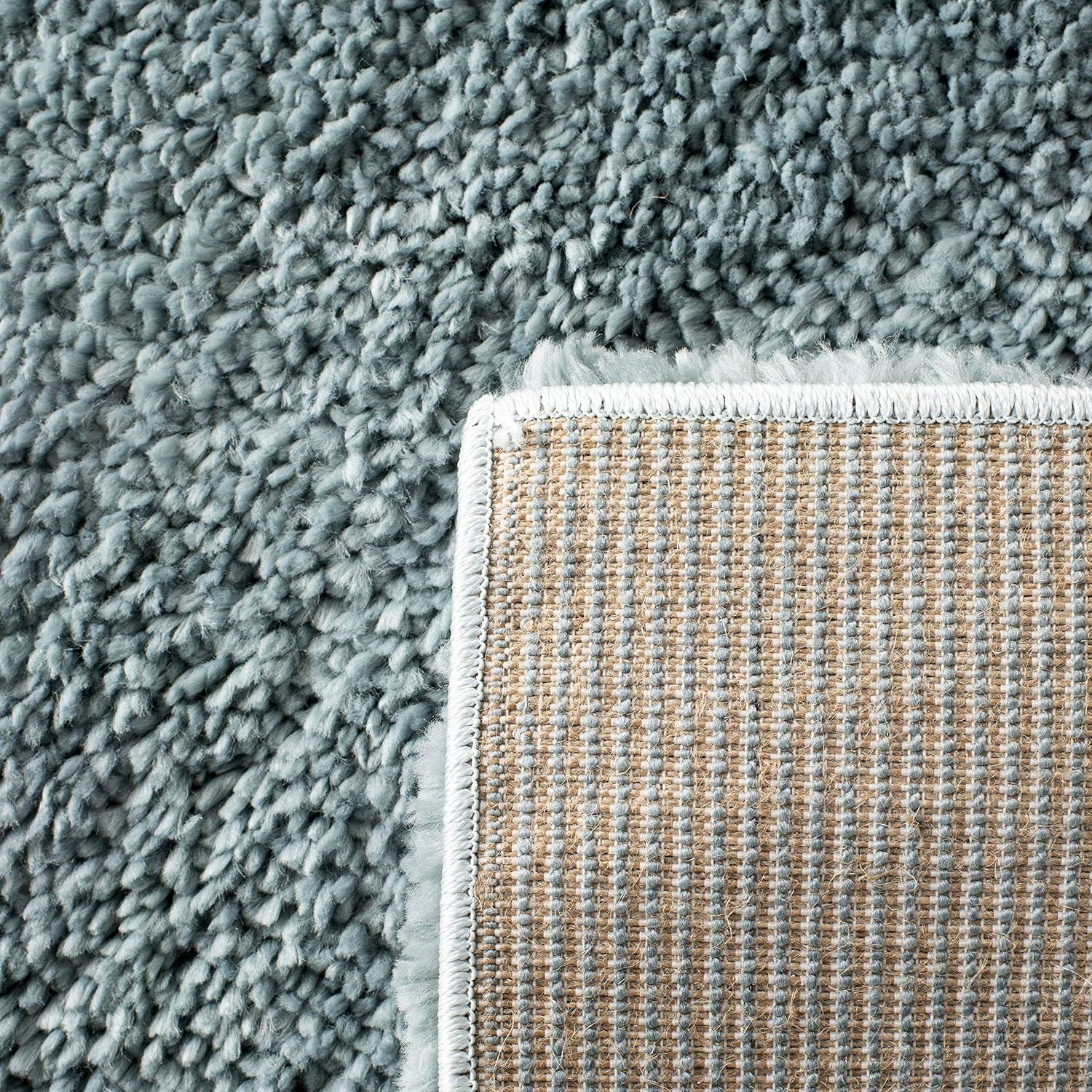 SAFAVIEH August Carlene Solid Plush Shag Area Rug, Aqua, 10' x 14'