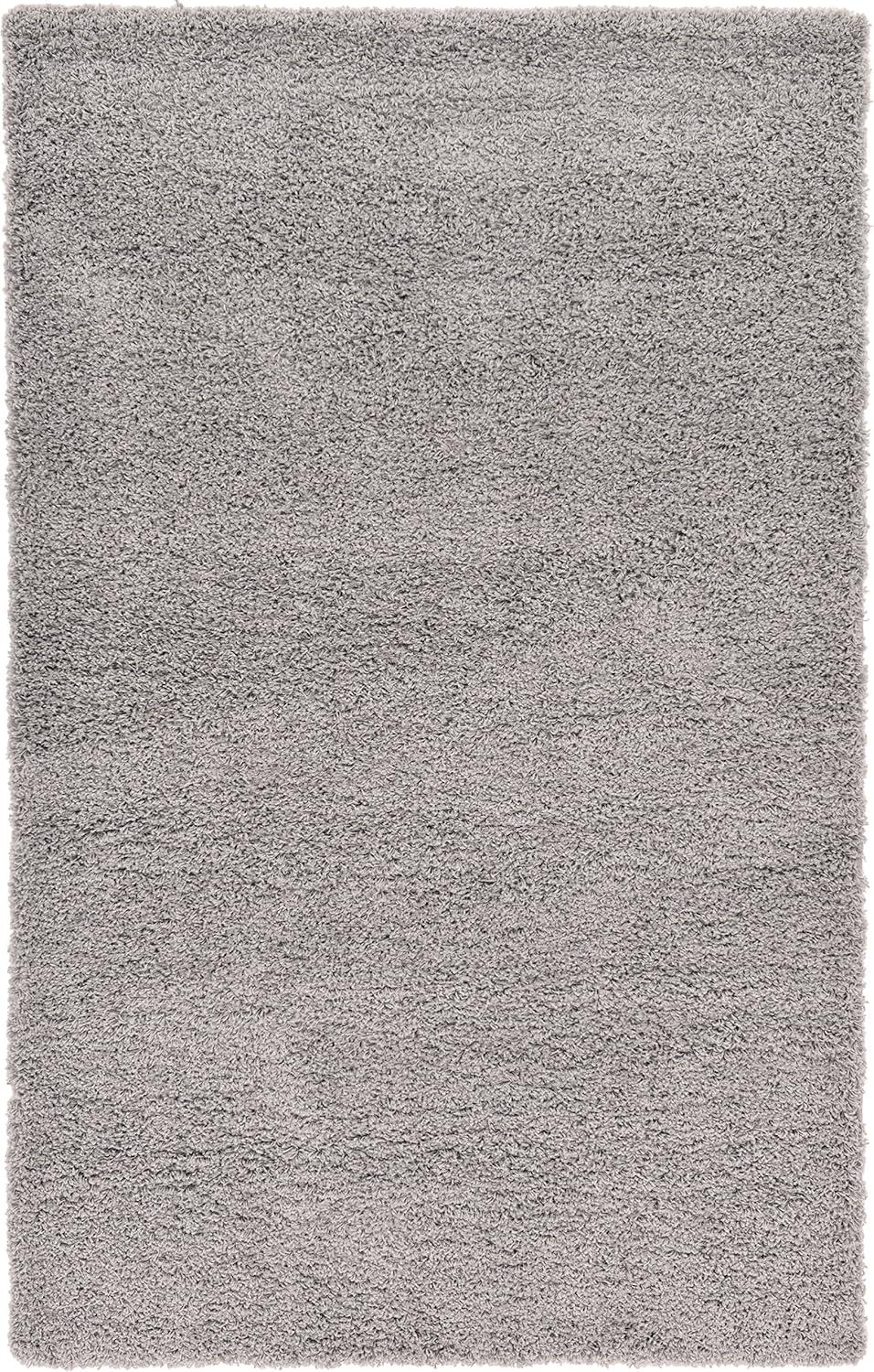 Cloud Gray High Pile Shag Rectangular Area Rug