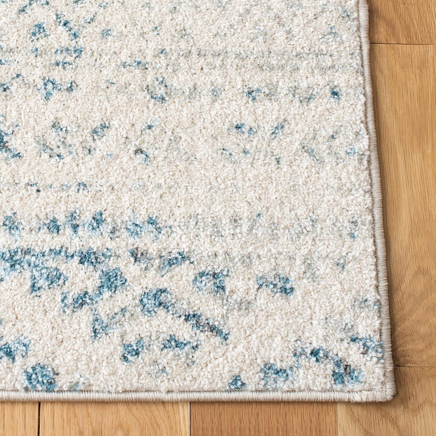 Tulum TUL272 Power Loomed Indoor Area Rug - Ivory/Turquoise - 5'3"x7'6" - Safavieh