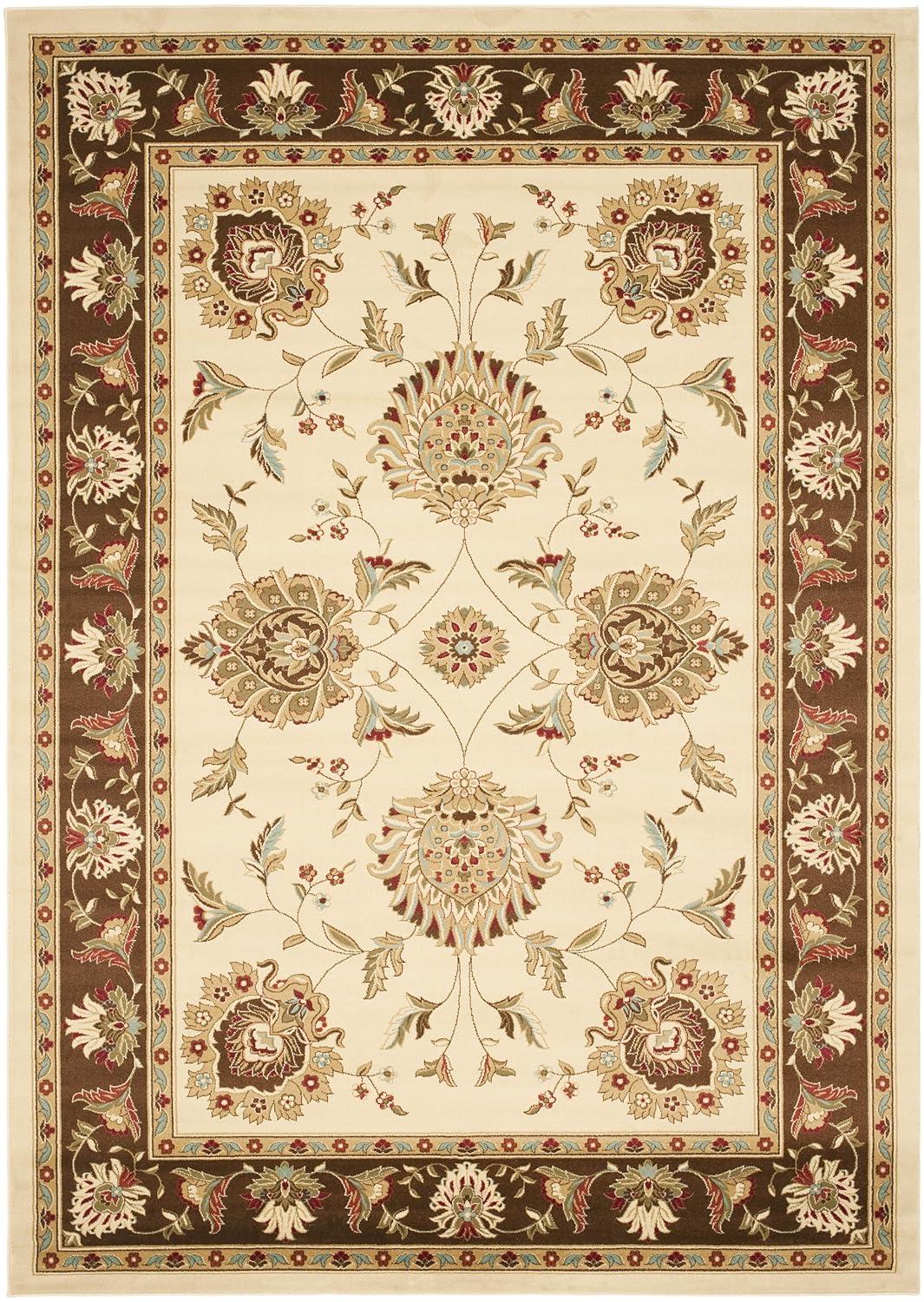 Lyndhurst LNH555 Power Loomed Area Rug - Ivory/Brown - 6'7"x9'6" - Safavieh