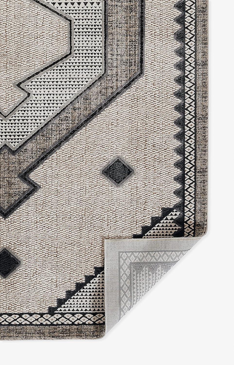 Noho Black and Ivory Rectangular Synthetic Area Rug