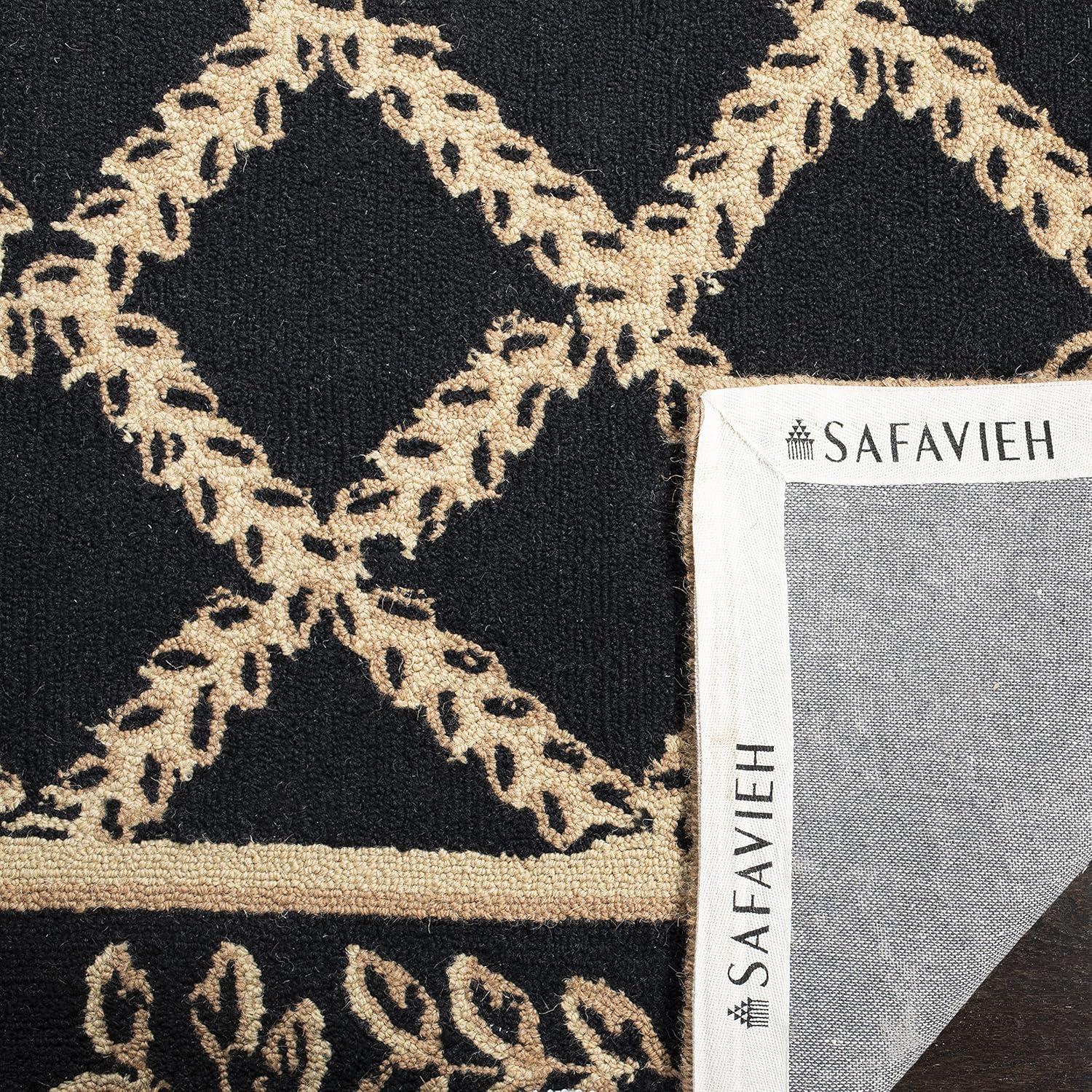 SAFAVIEH Chelsea Alecia Geometric Borders Wool Area Rug, Ivory/Light Blue, 8'9" x 11'9"