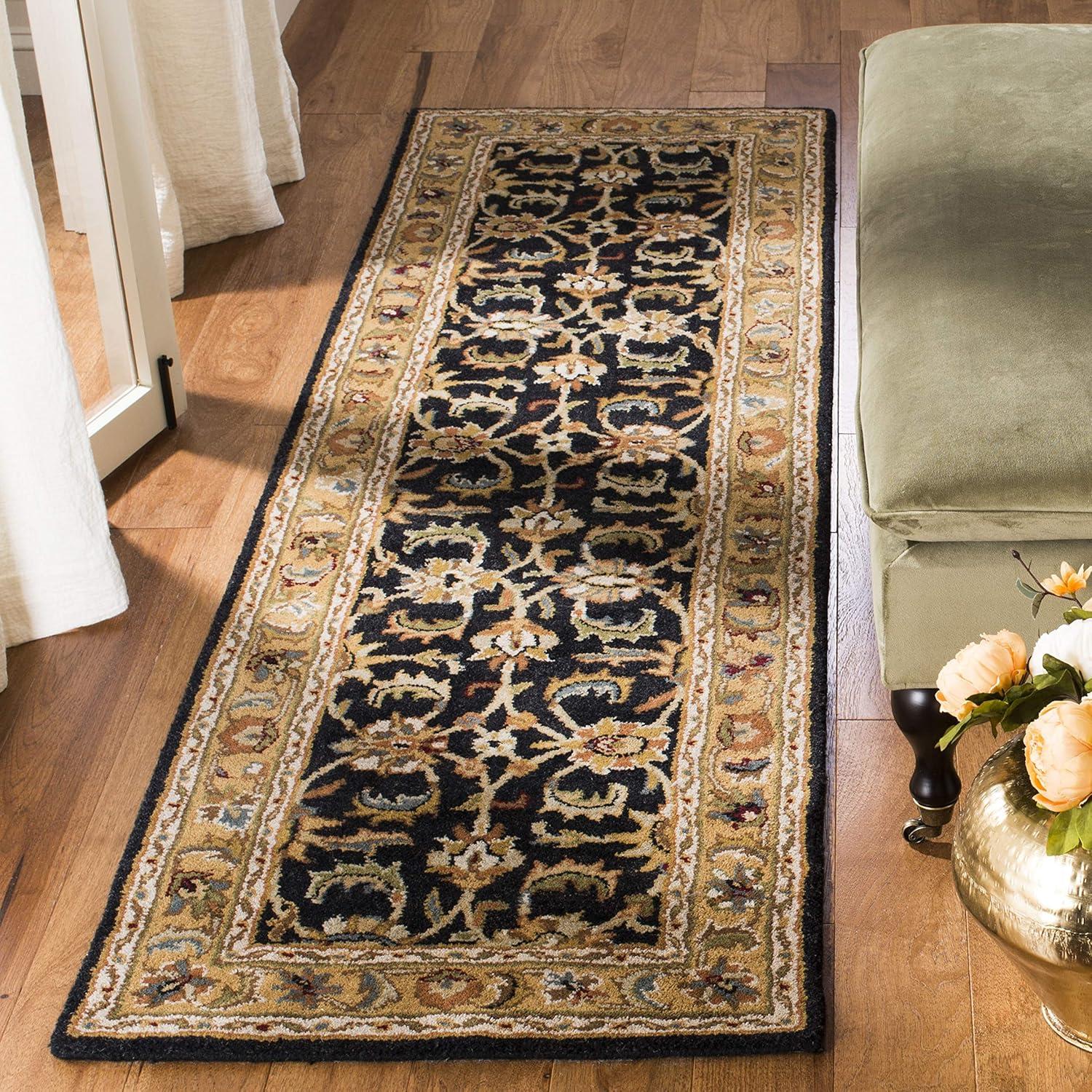 Classic CL758 Hand Tufted Runner Rug - Black/Gold - 2'3"x12' - Safavieh.