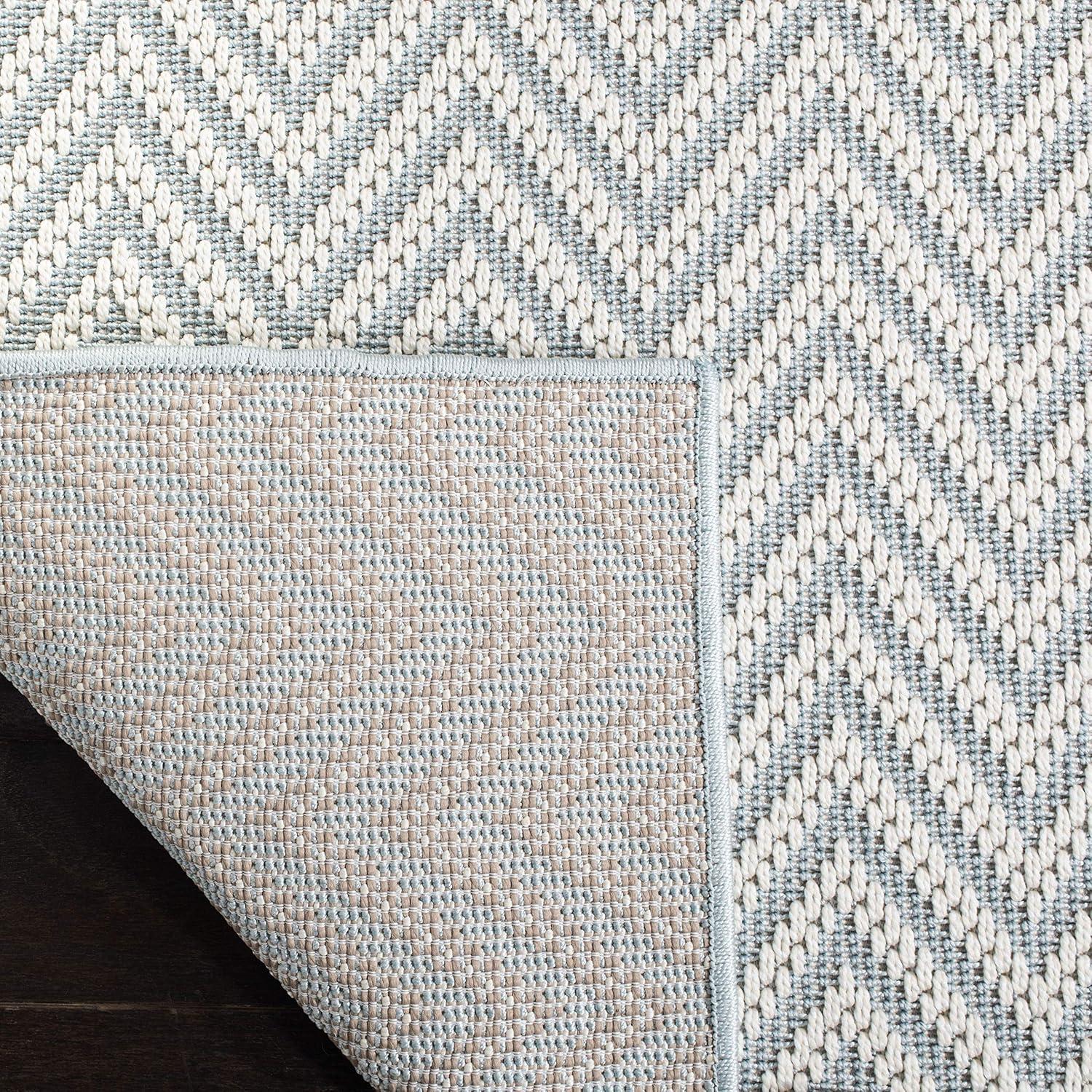 SAFAVIEH Bermuda Amina Geometric Chevron Indoor/Outdoor Area Rug Light Blue/Cream, 9' x 12'