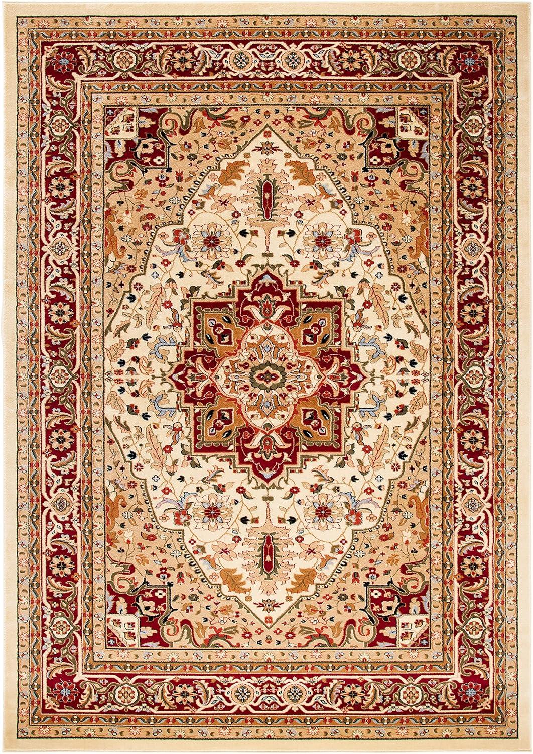 SAFAVIEH Lyndhurst Miranda Traditional Bordered Area Rug, Ivory/Red, 10' x 14'