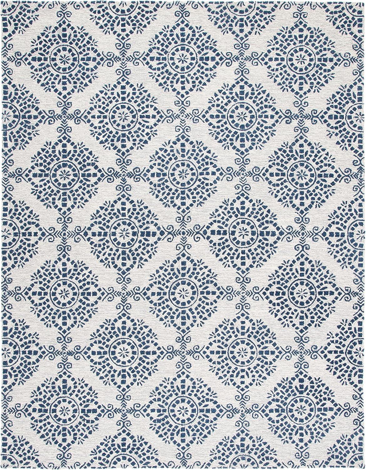 Micro-Loop MLP647 Hand Tufted Area Rug - Ivory/Blue - 5'x8' - Safavieh.