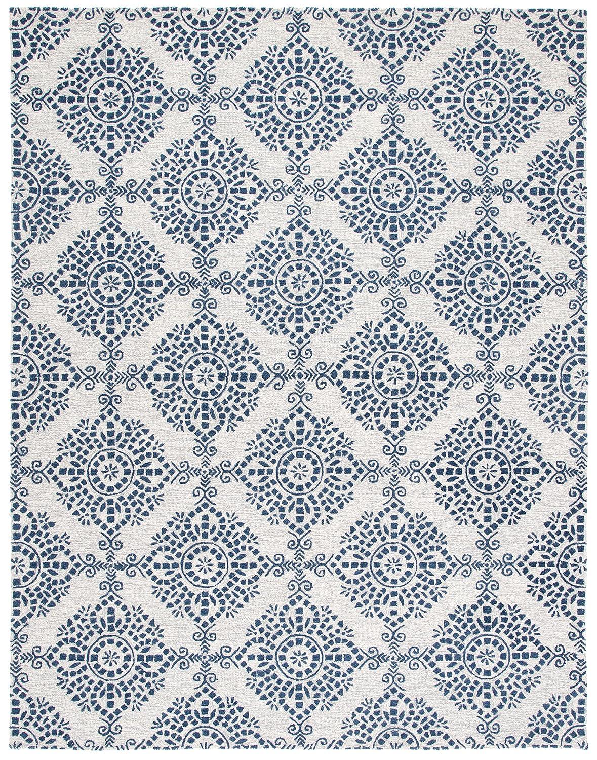 Micro-Loop MLP647 Hand Tufted Area Rug - Ivory/Blue - 5'x8' - Safavieh.