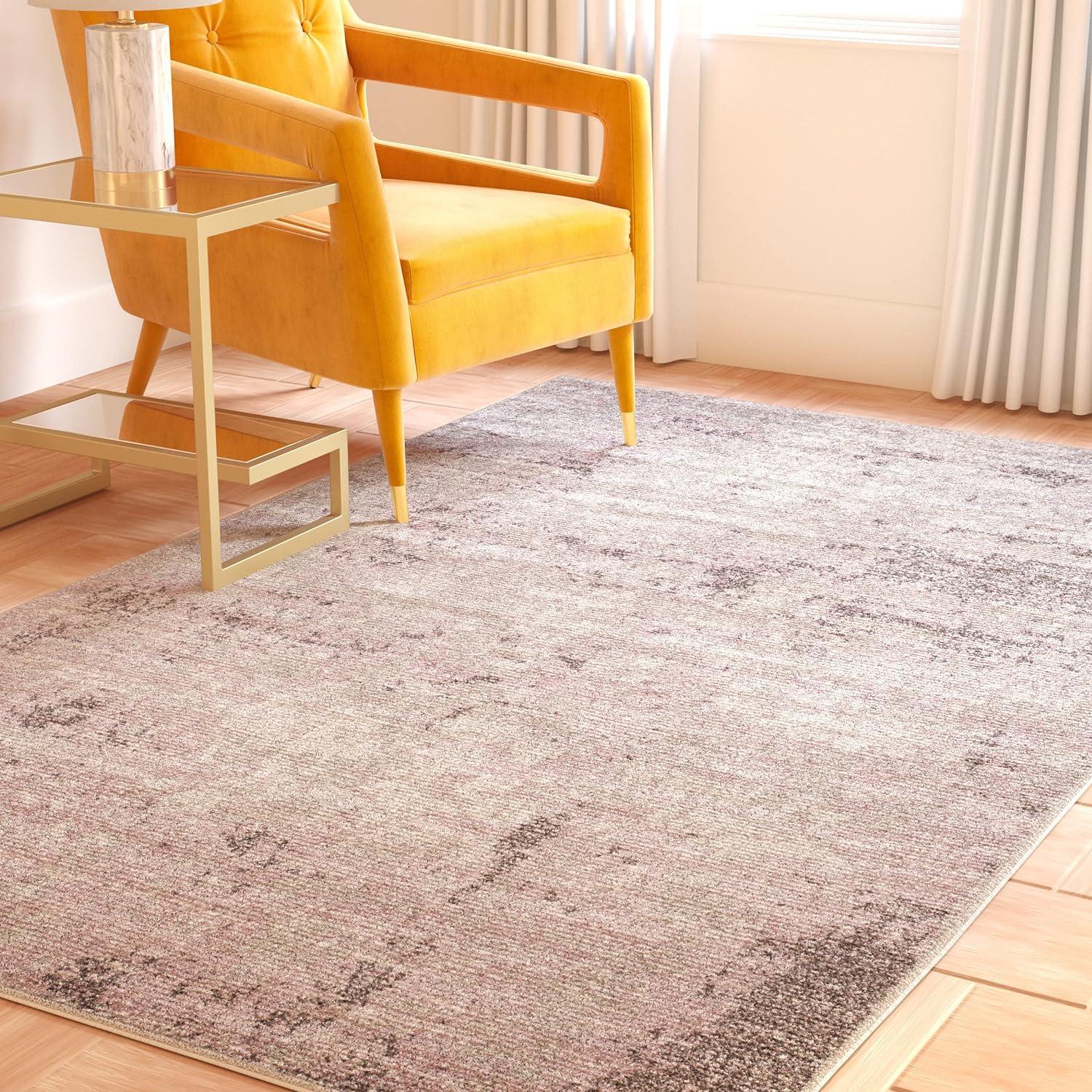 Light Gray and Purple Synthetic 10' x 14' Area Rug