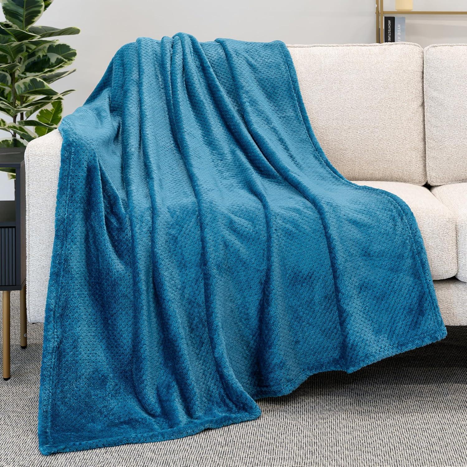 PAVILIA Soft Waffle Blanket Throw for Sofa Bed, Lightweight Plush Warm Blanket for Couch