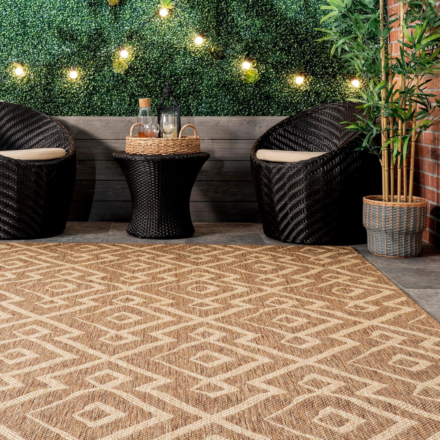 Nuloom Sammi Trellis 5x8 Indoor/Outdoor Area Rug for Living Room Patio Deck Front Porch Kitchen, Brown/Ivory