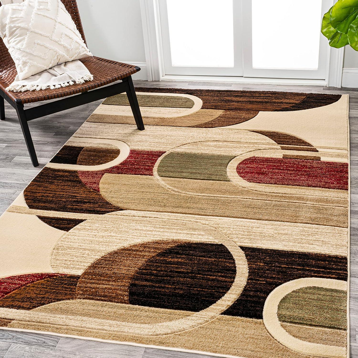 3'x5' Tamara Retro Abstract Arches, Cream/Brown/Red - JONATHAN Y