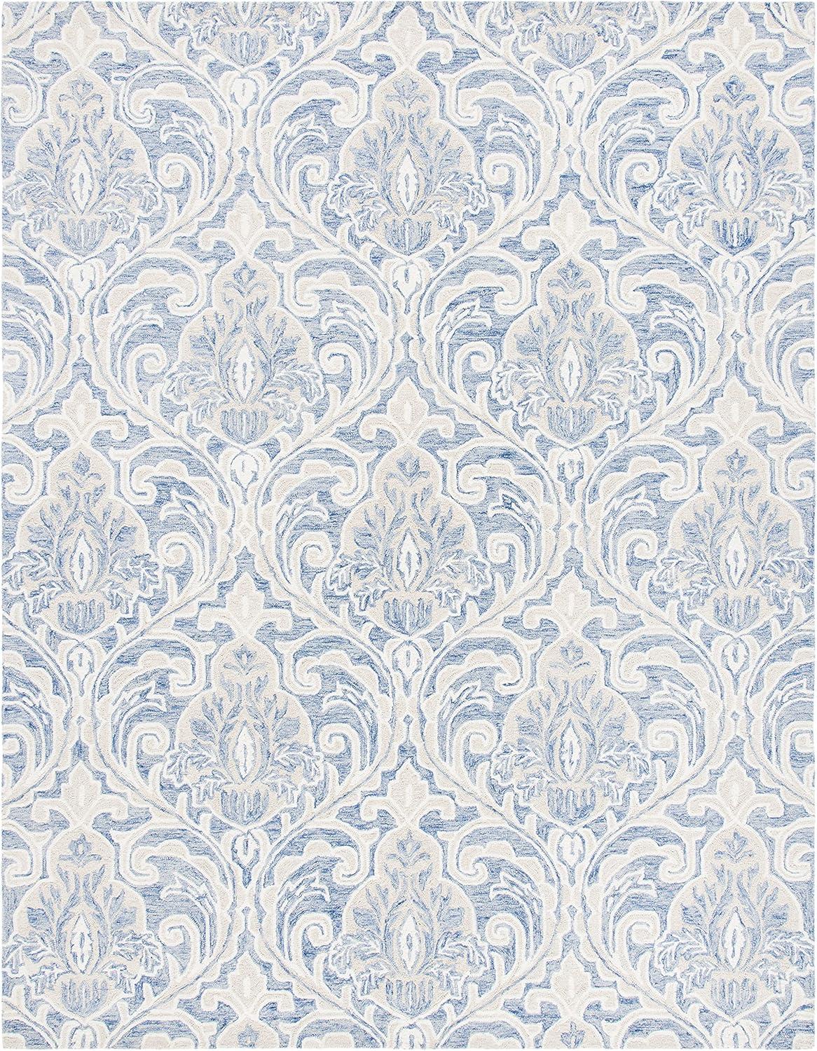 SAFAVIEH Micro-Loop Cornelius Floral Area Rug, Blue/Ivory, 10' x 14'