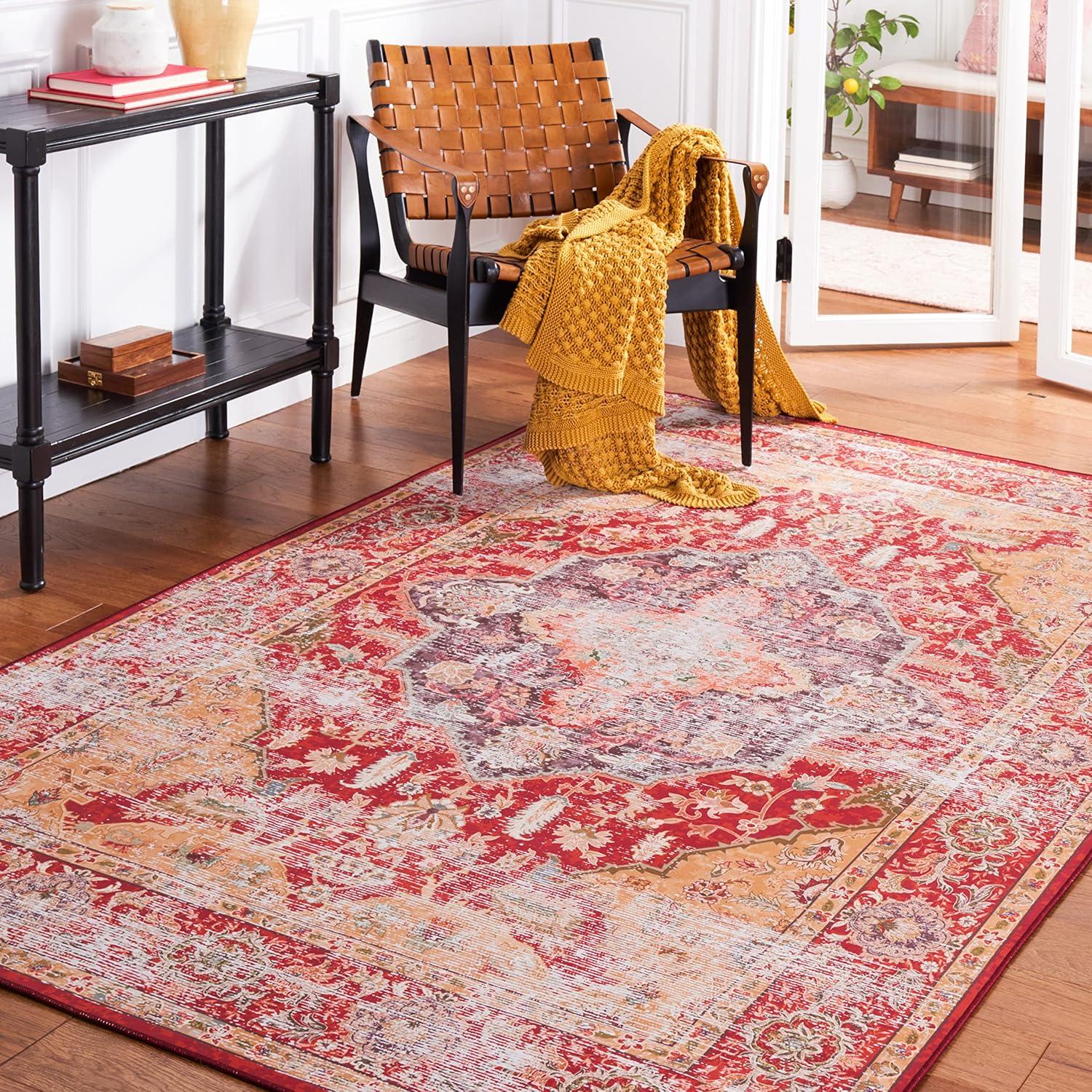 Tucson TSN131 Power Loomed Machine Washable Area Rug - Rust/Gold - 3'x5' - Safavieh.