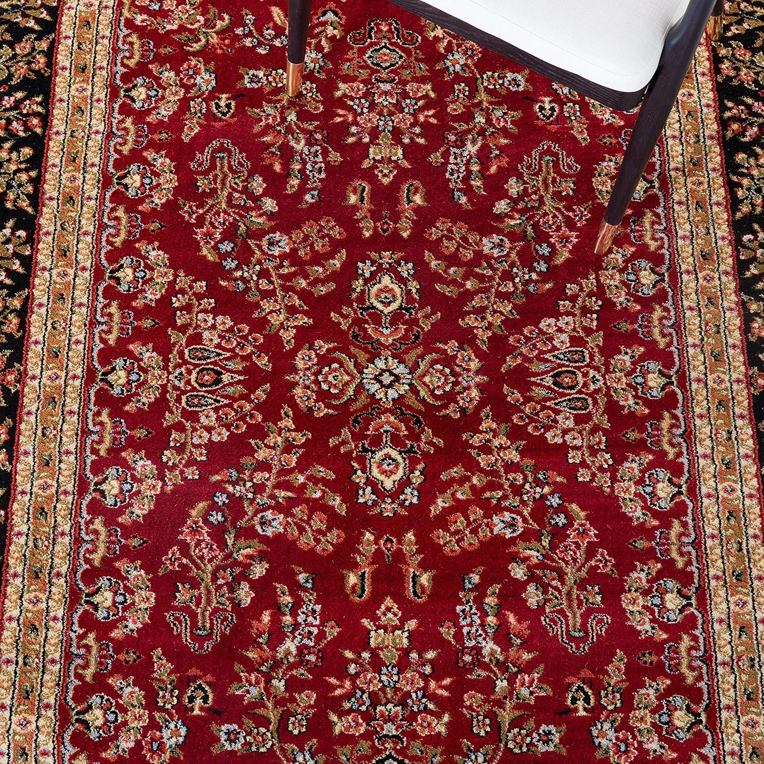 Lyndhurst Sarouk LNH331 Power Loomed Area Rug - Red/Black - 6'x6' - Safavieh