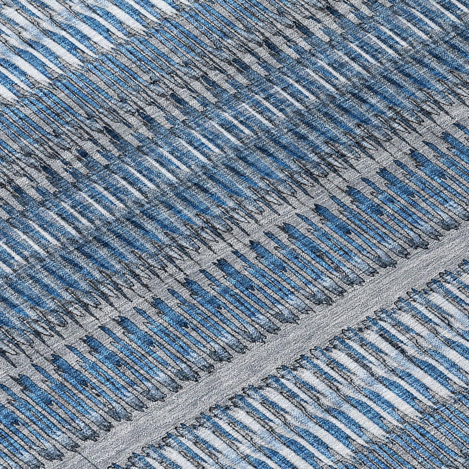 Blue and Gray Synthetic Flat Woven Reversible Rug, 3' x 5'