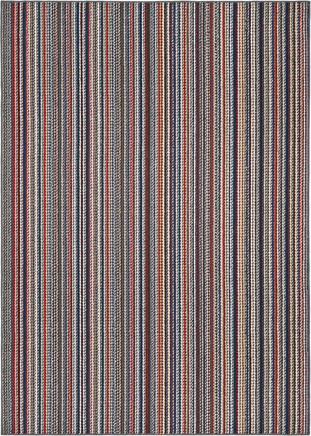 Kandace Striped Tufted Blue/Red/Gray Area Rug