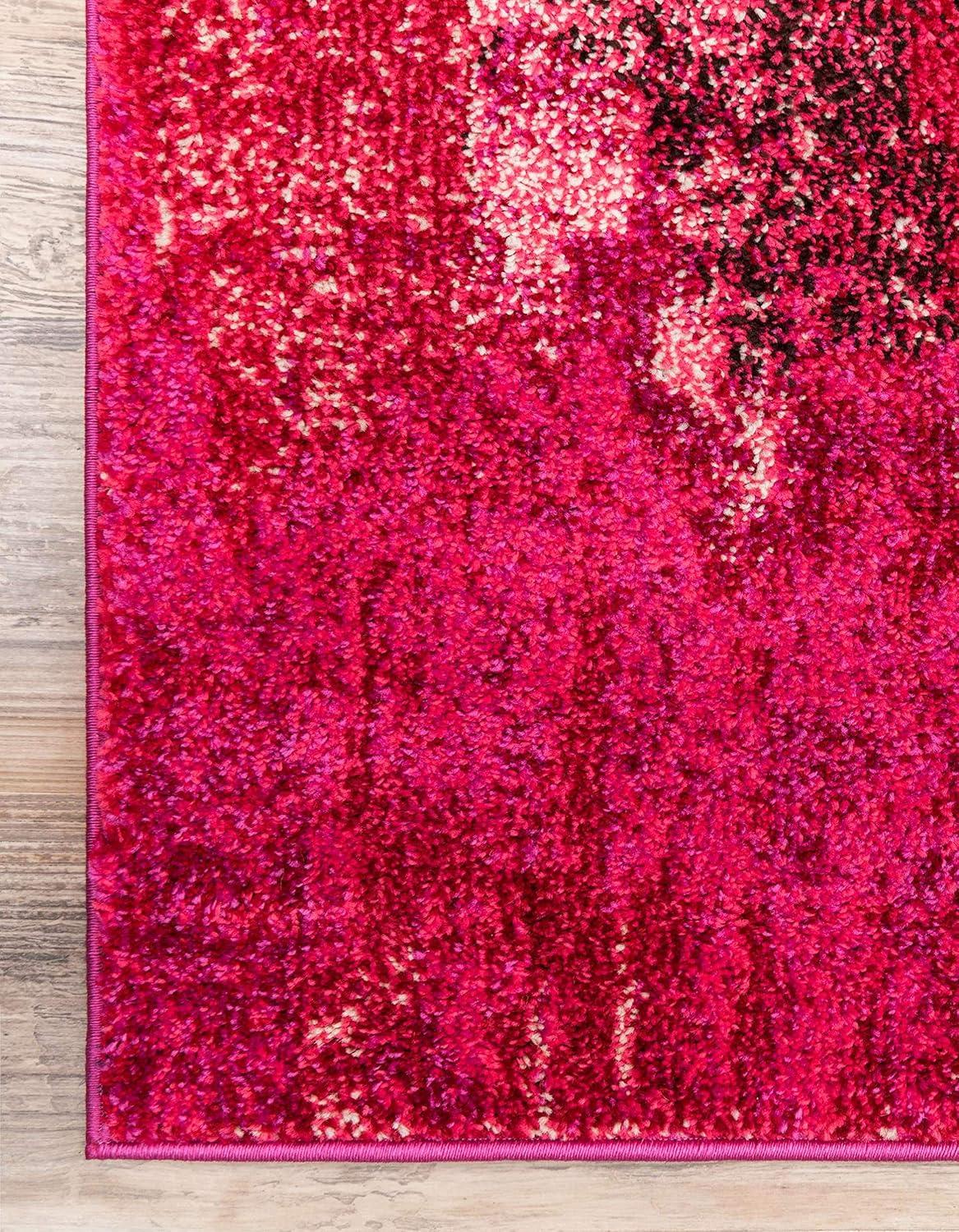 Abstract Pink Bliss 6'x9' Synthetic Easy-Care Area Rug