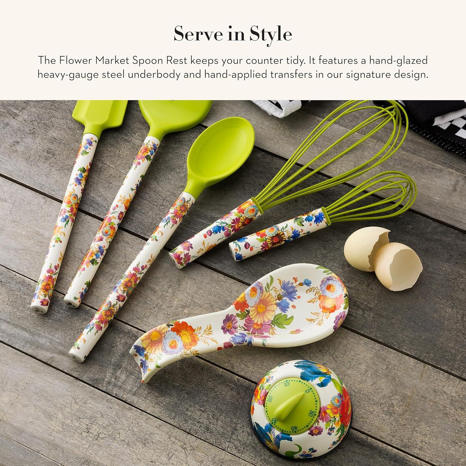 French Country Floral Enamel Steel Spoon Rest