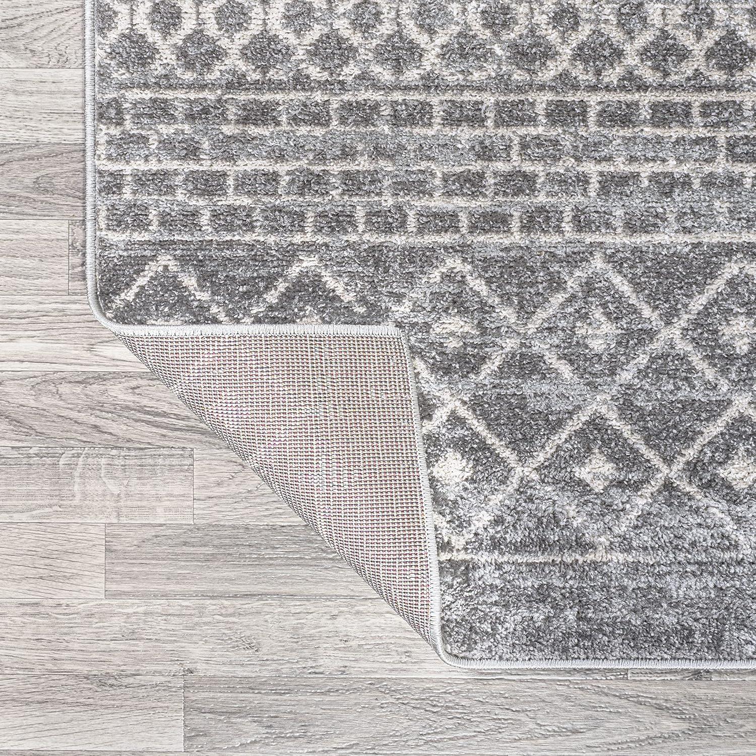 Gray and Cream Geometric Flat Woven Runner Rug