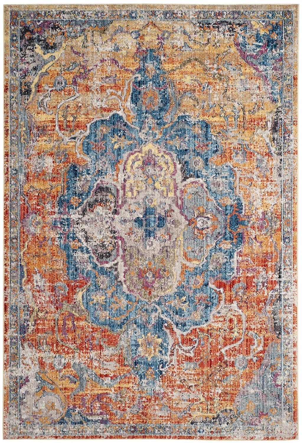 Bristol BTL350 Power Loomed Area Rug Blue / Orange 6' X 9' - Safavieh.