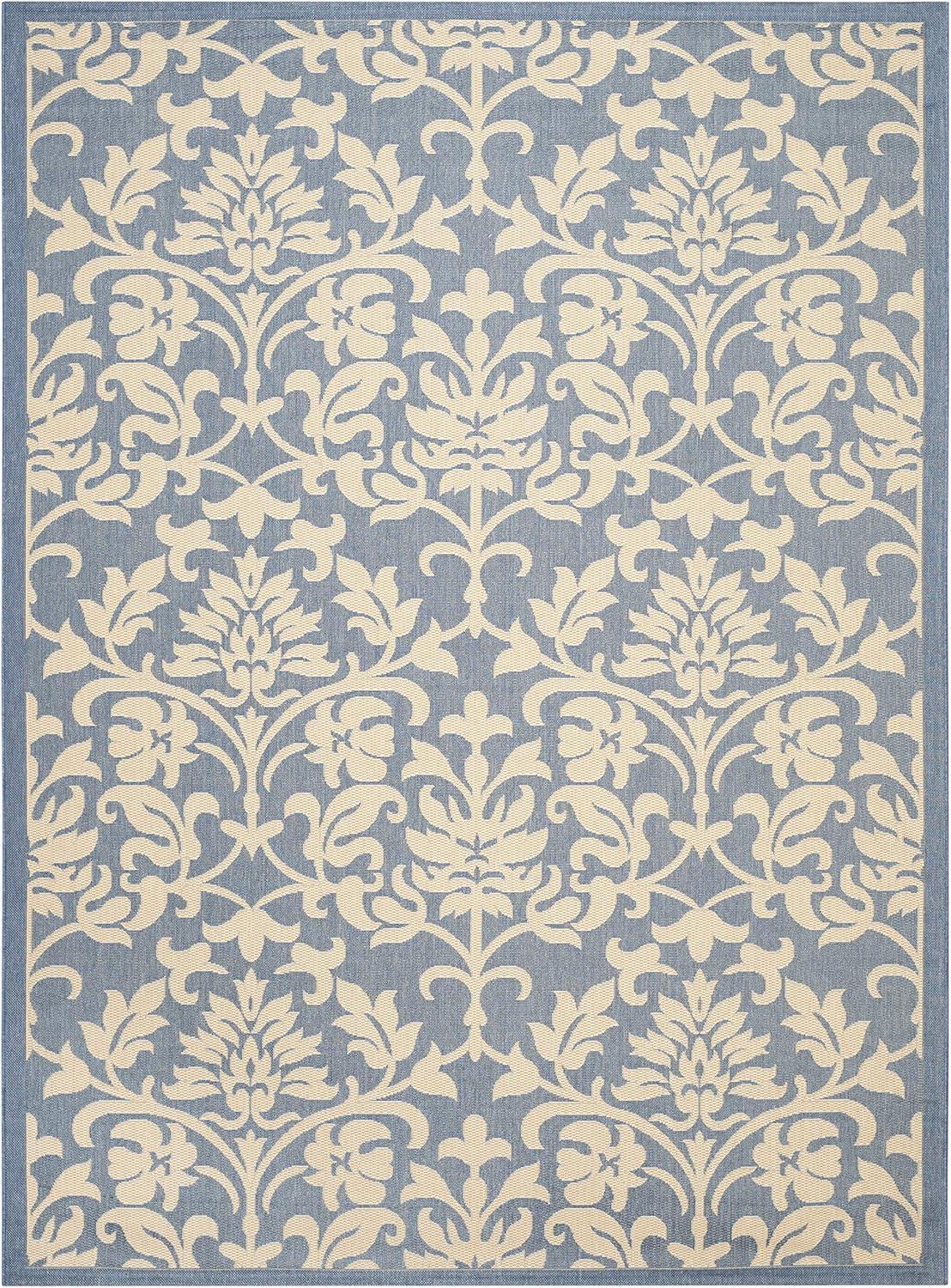 SAFAVIEH Courtyard Yvette Floral Indoor/Outdoor Area Rug, 9' x 12', Blue/Natural