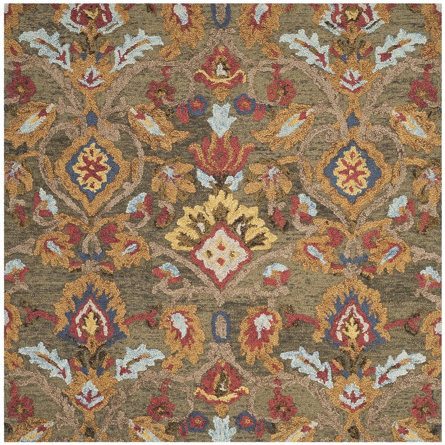 Blossom BLM402 Hand Tufted Area Rug - Green/Multi - 6'x6' - Safavieh.
