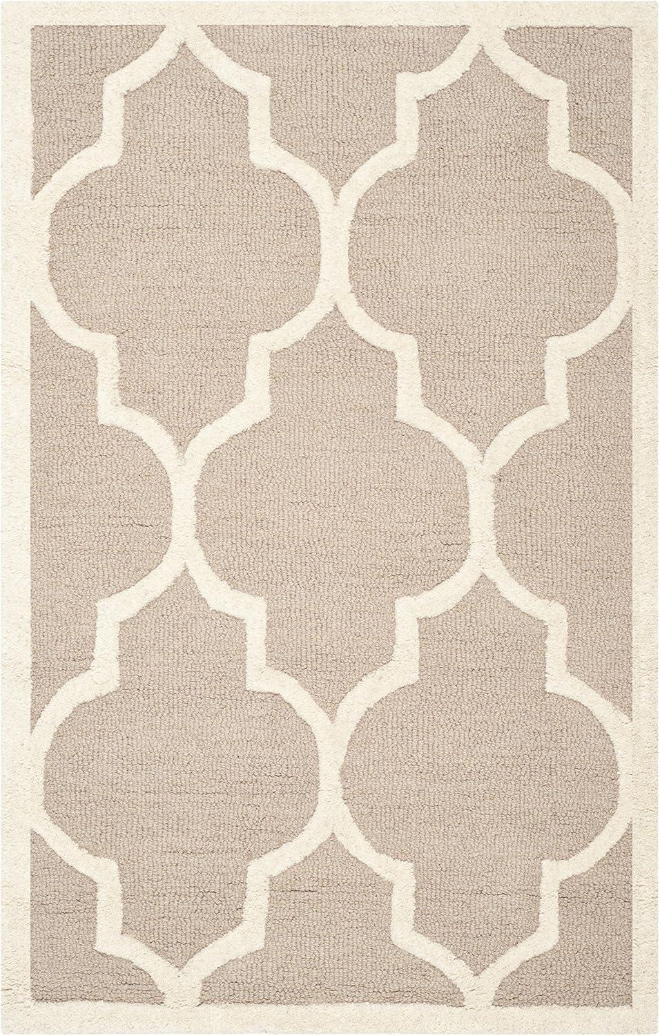 SAFAVIEH Cambridge Kevin Geometric Wool Area Rug, Beige/Ivory, 3' x 5'