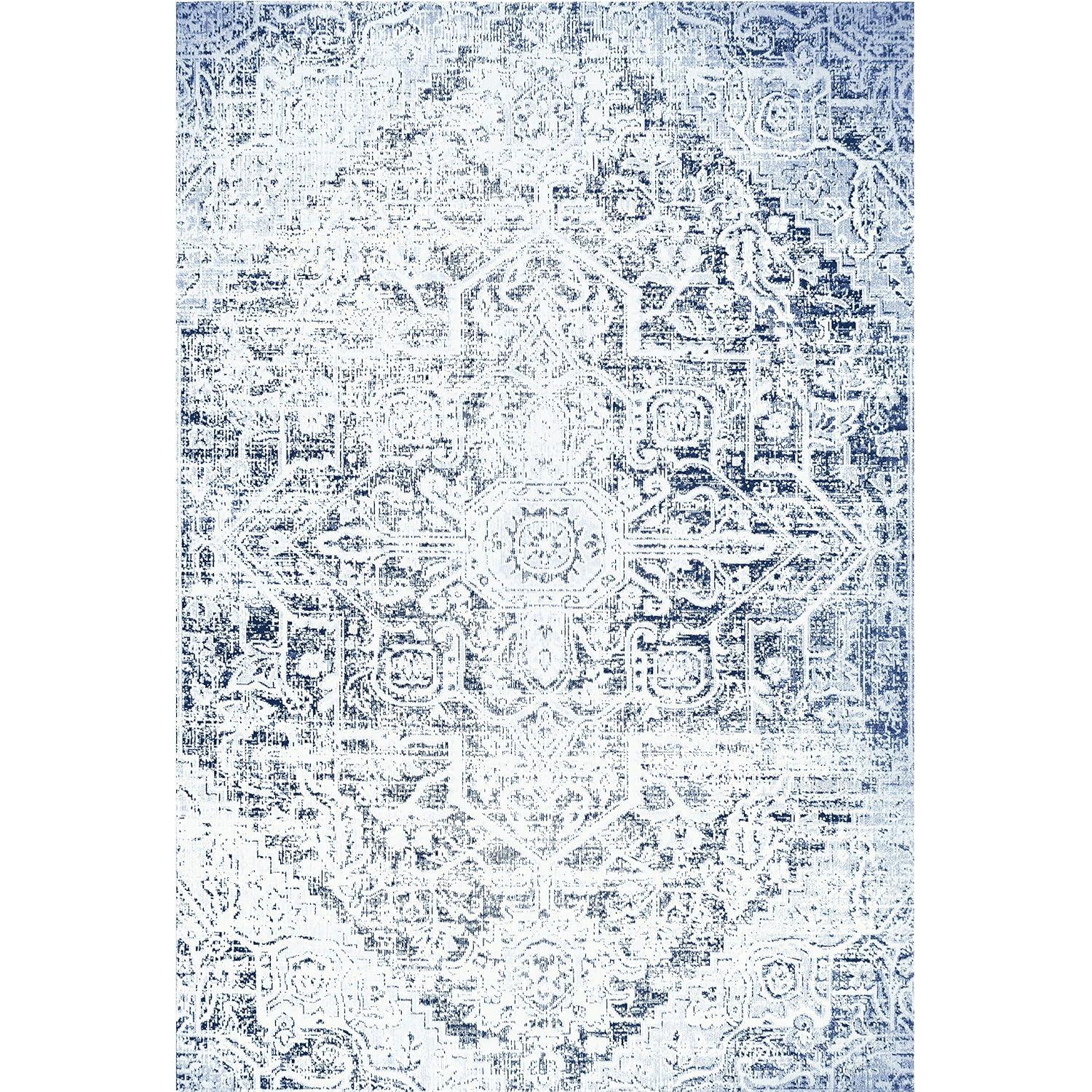 Nicole Miller New York Patio Sofia Medallion Indoor/Outdoor Area Rug, Navy Blue/Aqua