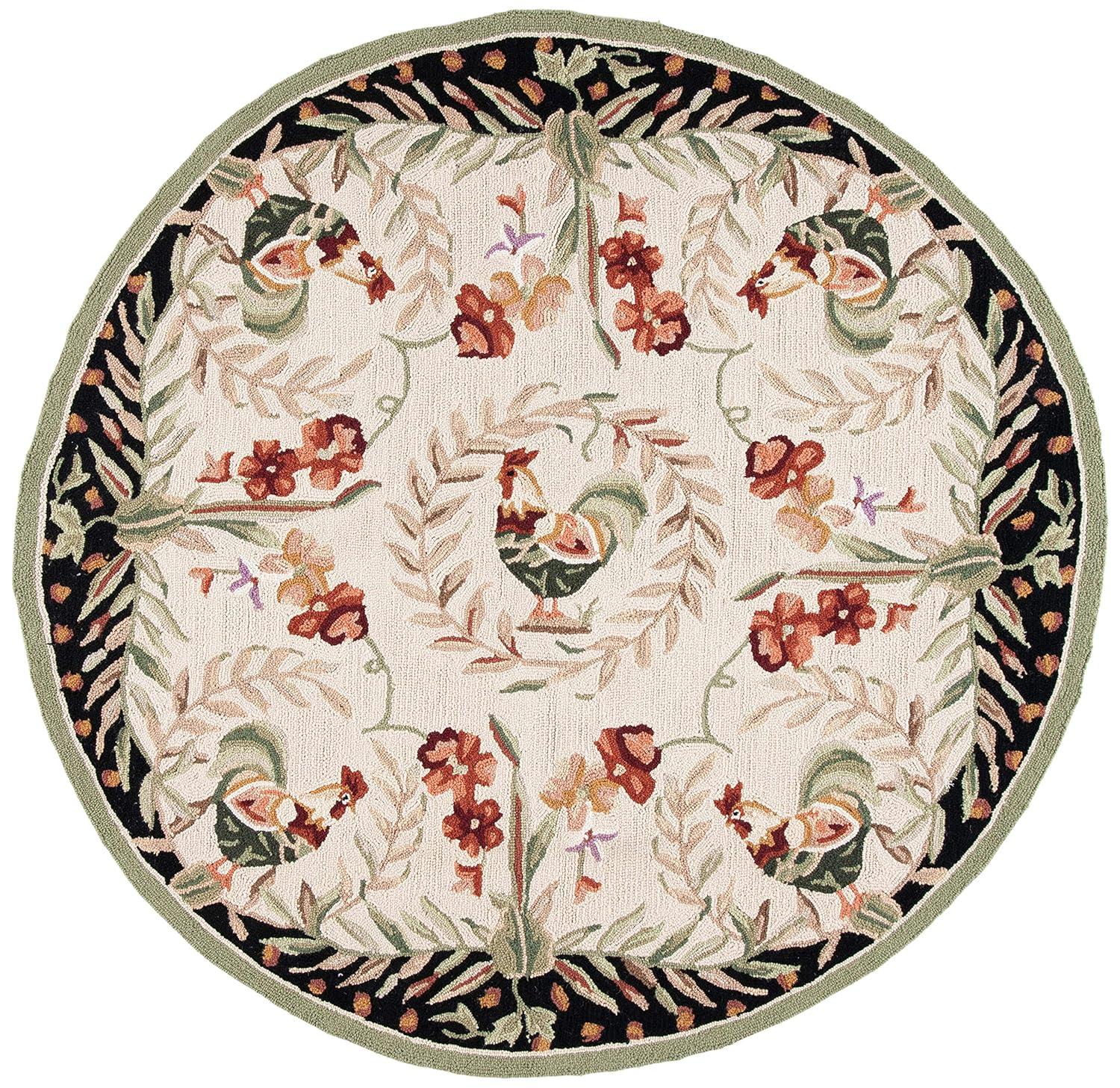 Chelsea HK92 Handmade Area Rug - 5'6" Round - Creme/Black - Safavieh