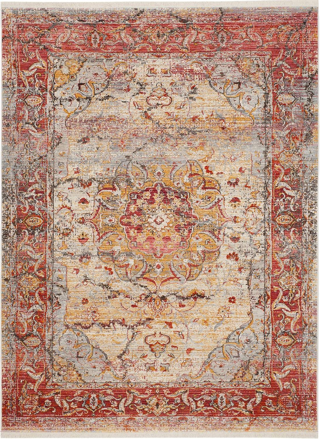 SAFAVIEH Vintage Persian Trina Traditional Polyester Area Rug, Saffron/Cream, 6' x 9'