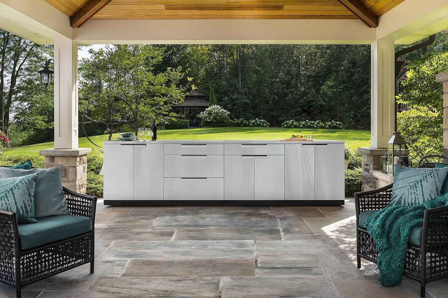 Outdoor Kitchen Stainless Steel 64" W x 24" D x 36.5" H 2-Piece Modular Cabinet Set